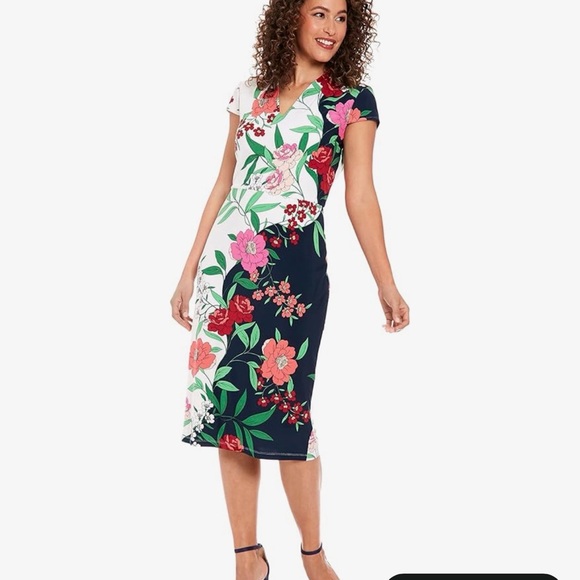 Floral Contrast Midi Dress - Picture 5 of 5